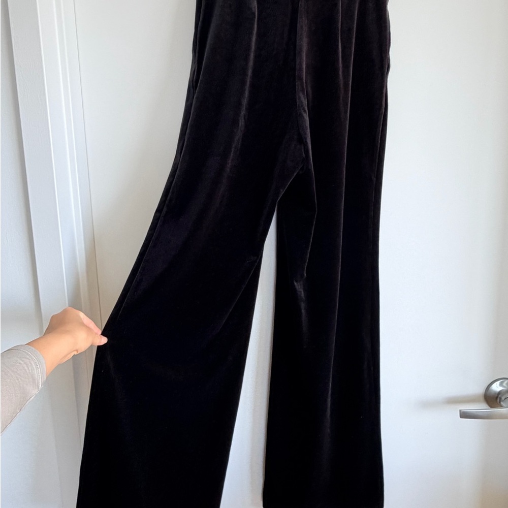 H&M Black Velvet Wide-Leg Pants Trousers size 4